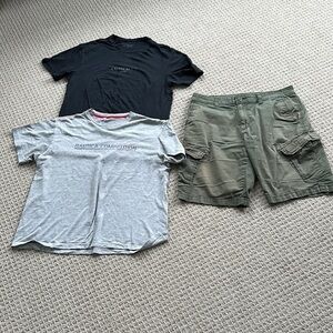 Bundle of 3 pcs men outfit-2 tshirt/1 cargo shorts